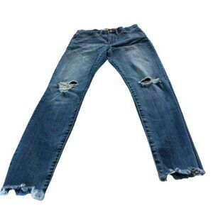 Madewell 9” Mid-Rise Skinny Jeans Size 28 Distressed Raw Hem